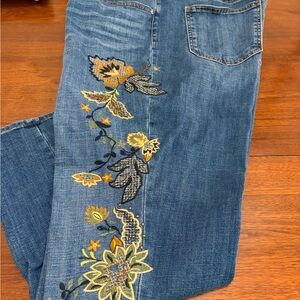 Chico's Blue Jeans with Floral Embroidery